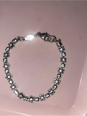 CATHERINE FRANCE POPESCO silver-tone clear and light green crystals bracelet